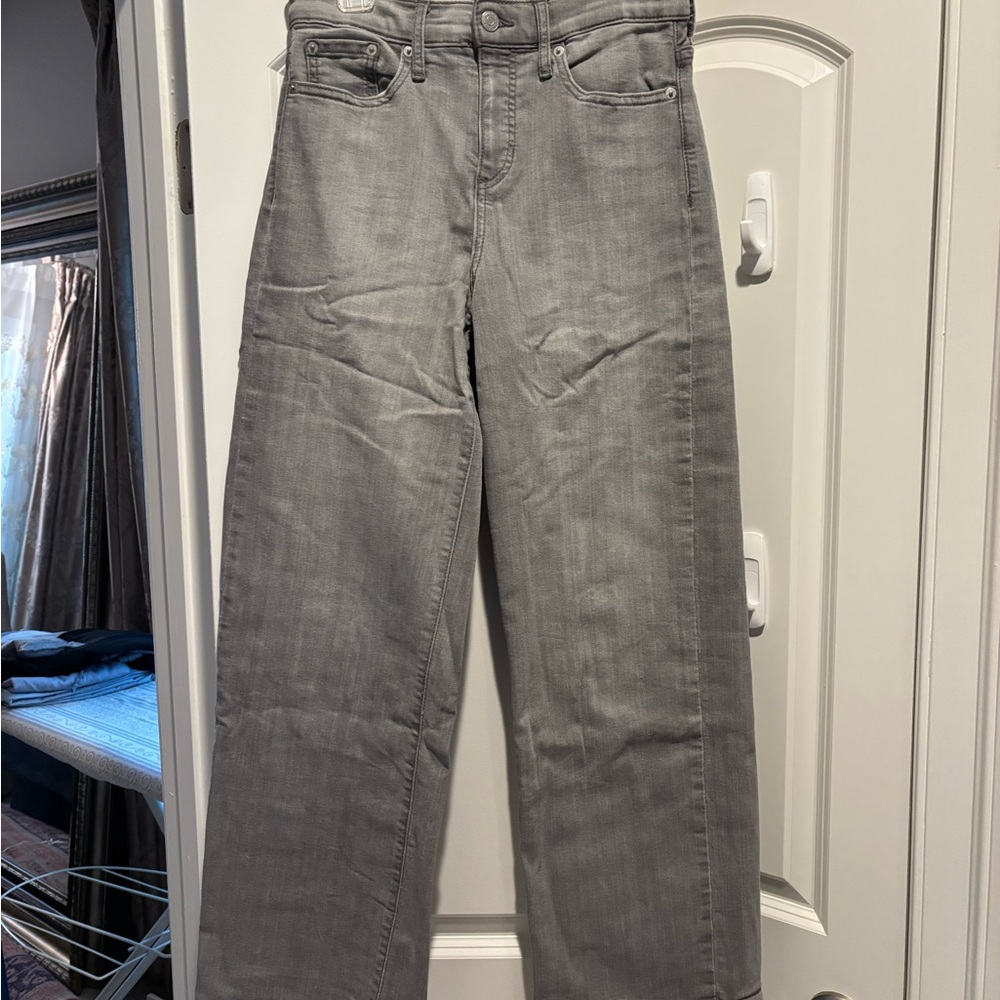 High Rise Wide Leg Gray Jeans